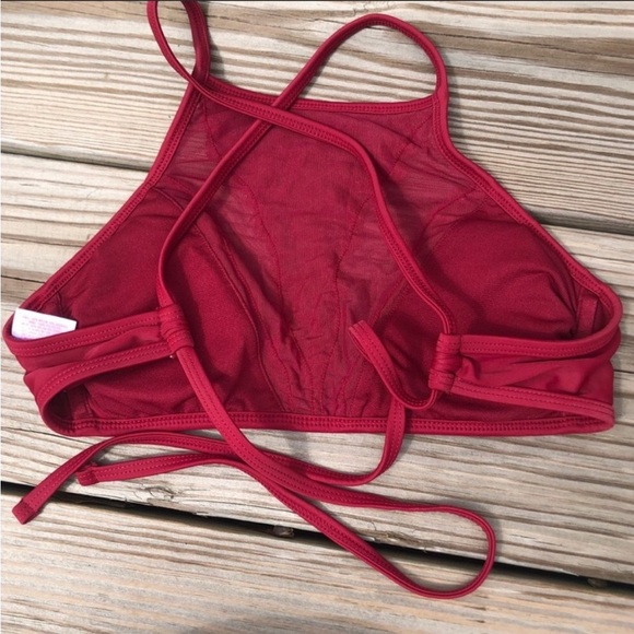 Target Xhilaration red lacy mesh padded small high neck bikini top - Picture 5 of 11